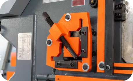 Close up of punch and die alignment on a CNC punching machine